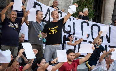 Roma, 7 luglio 2020: manifestazione lavoratori appalti Ama