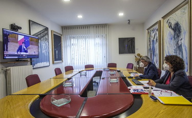 Incontro sindacati - presidente del Consiglio © Marco Merlini Roma, 28 ottobre 2020 Cgil nazionale Videocall dei sindacati con il presidente del Consiglio, Giuseppe Conte Nella foto Maurizio Landini e Gianna Fracassi