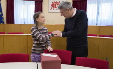 Greta Thunberg incontra Maurizio Landini e la segreteria Cgil Roma, 19 aprile 2019
