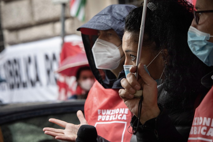 Roma, 9 dicembre 2020: Funzione Pubblica, sciopero lavoratori dei Servizi Pubblici e presidio a Palazzo Vidoni