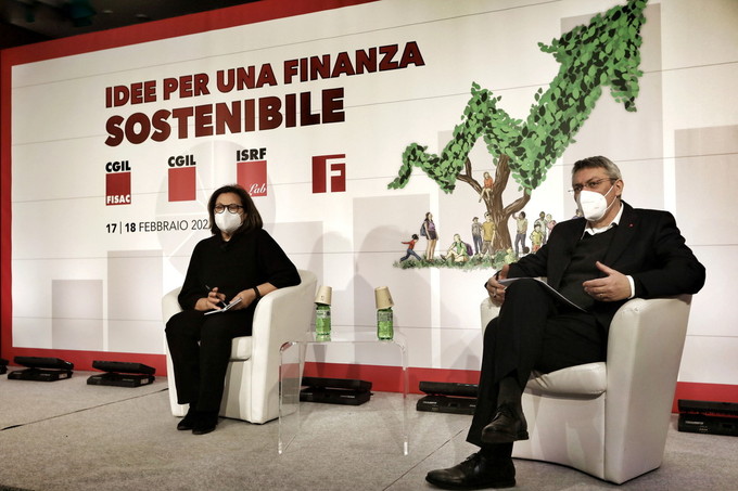 'Idee per una finanza sostenibile' © Marco Merlini
Roma, 18 febbraio 2021
Iniziativa Fisac Cgil 'Idee per una finanza sostenibile'
Nella foto Lucia Annunziata e Maurizio Landini