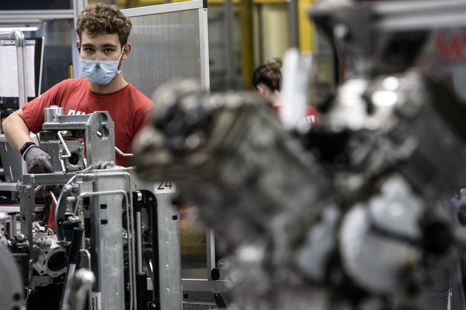Ducati, il lavoro si fa agile © Marco Merlini Borgo Panigale (Bo), 3 luglio 2020 Le linee di produzione della Ducati