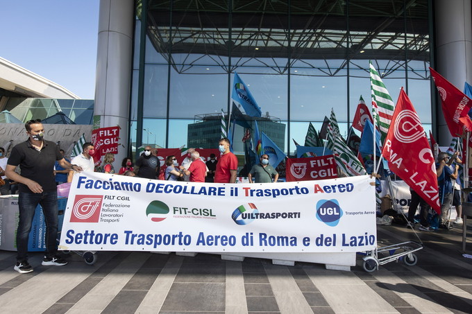 Aeroporto di Fiumicino, 8 luglio 2020: manifestazione