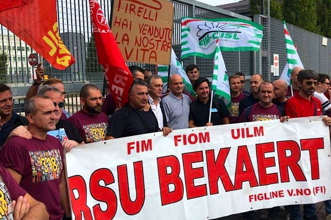 Sciopero Bekaert, presidio a Milano