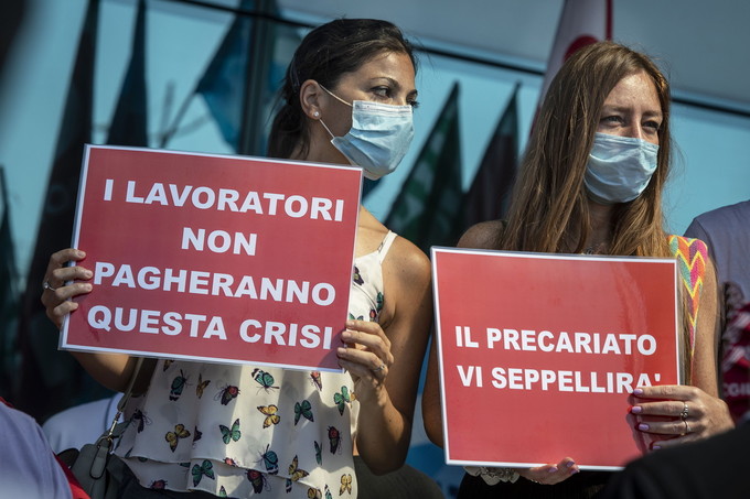 Aeroporto di Fiumicino, 8 luglio 2020: manifestazione